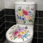 autocollants muraux fleurs colorées bouquet papillons salle bain blanc 30x30cm 2pièces adhésifs