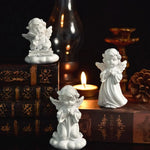 statuette ange résine blanche classique livre coquillage ornement sans odeur sculpteur fée