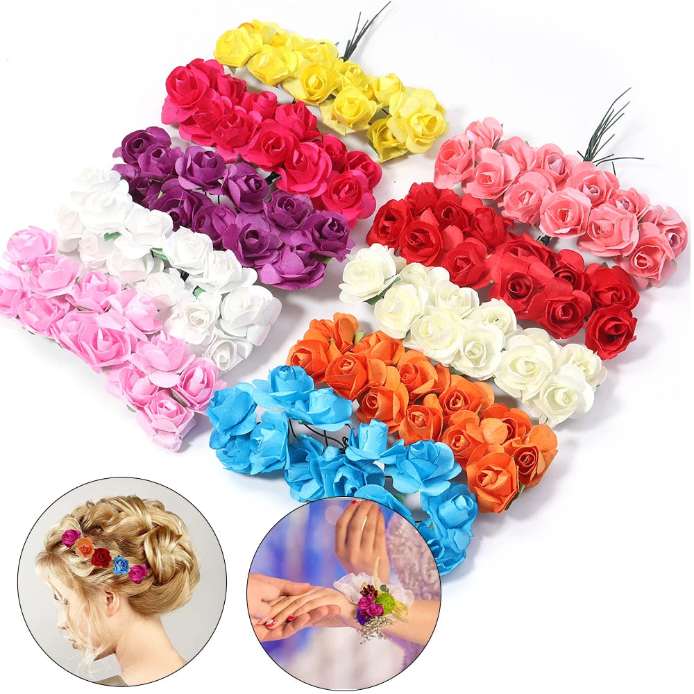 accessoires décoration mariage roses artificielles papier 144 pièces 2cm intérieur traditionnel rouge rose blanc