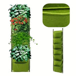 jardinière murale suspendue poches tissu noir vert rustique plante fleur herbe aromatique(vertical)