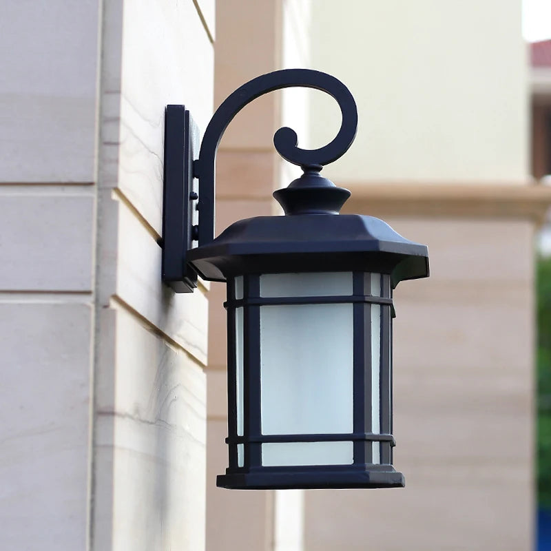 lampe murale extérieure noire classique rustique barreaux transparents hydrofuge mur vis fixations