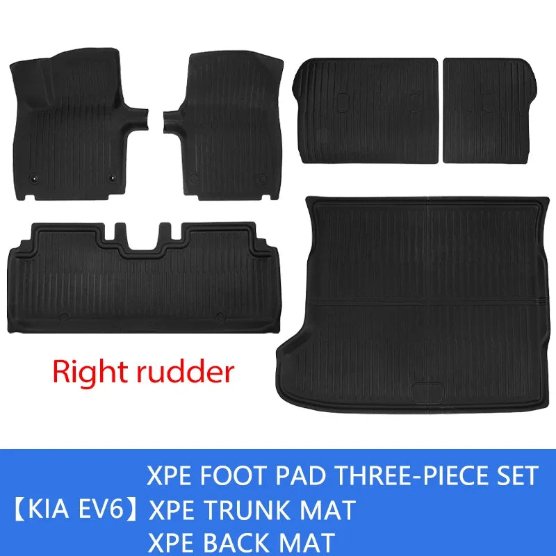 tapis sol voiture noir rayures modernes caoutchouc fibre synthétique tronc protection set