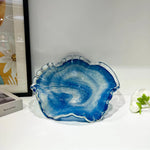 vase moderne bleu rayures horizontales artisanal transparent table décoration maison plateau fruits