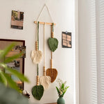 suspension murale feuilles vert bois boho naturelle deco chambre salon