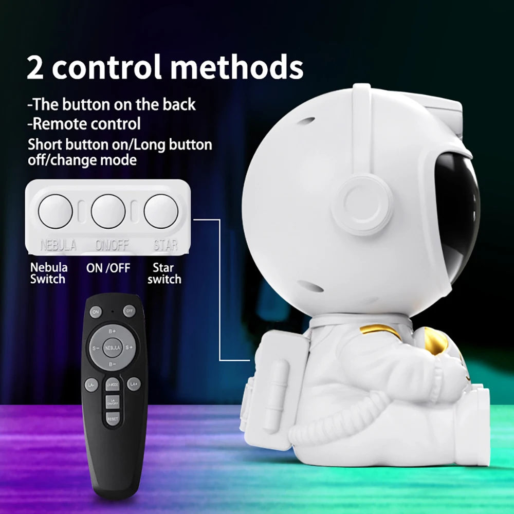 projecteur d'étoiles astronaute blanc moderne télécommande boutons contrôle chambre enfants festifs