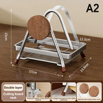 porte planches découper acier inoxydable bois finition brillante moderne réutilisable multifonctionalité fixations articulées argent
