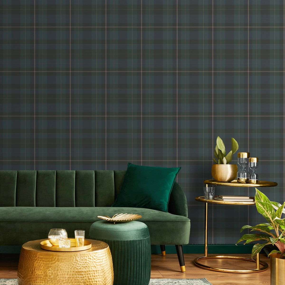 papier peint autocollant tartan écossais bleu marron classique résistant humidité moisissure sans formaldéhyde