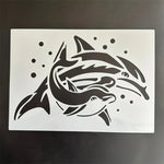 peinture murale dauphin floral gabarit adhésif transparent moderne blanc noir 21x297cm