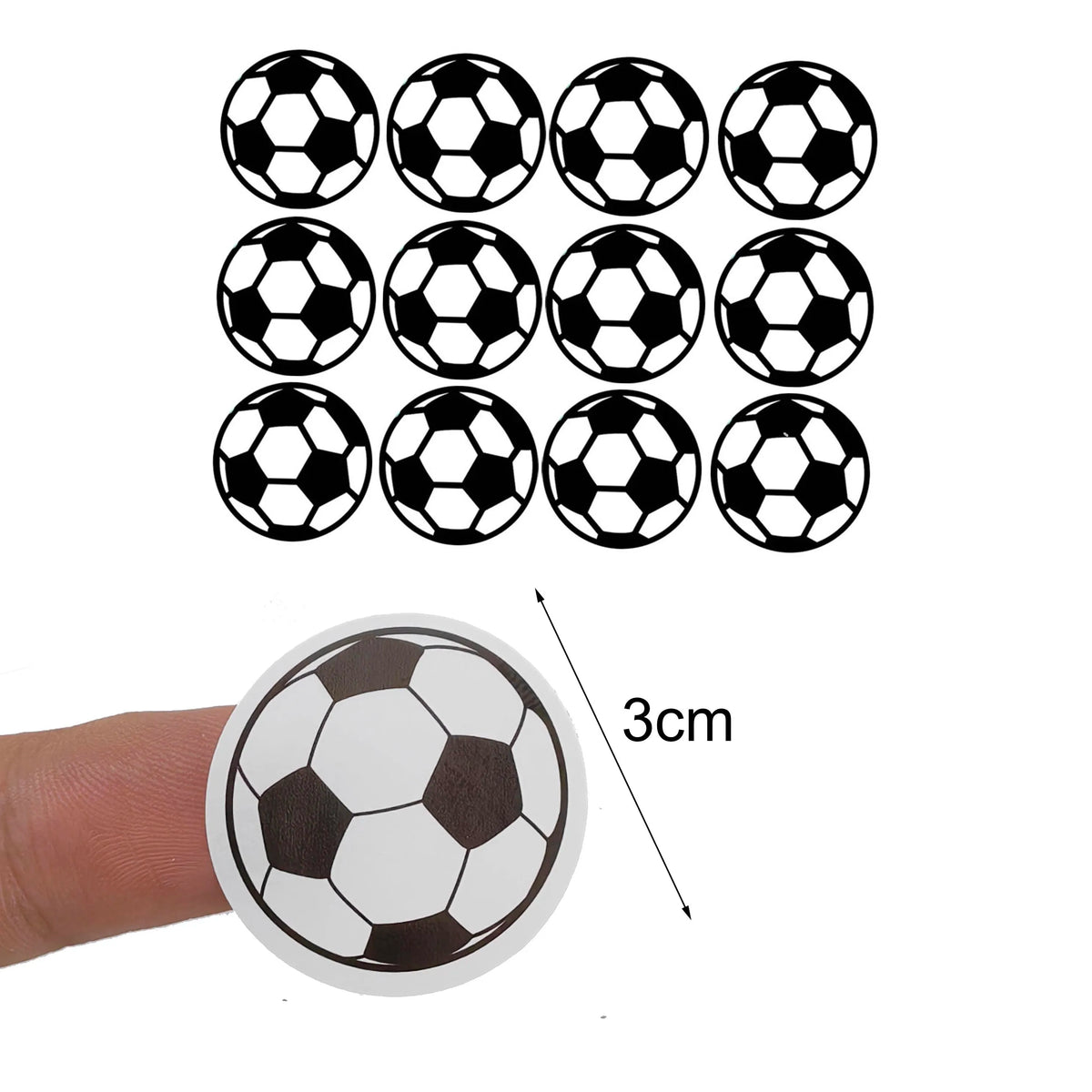 stickers adhésifs football noirs blancs verts 3cm moderne sportifs chambre enfants anniversaire fête