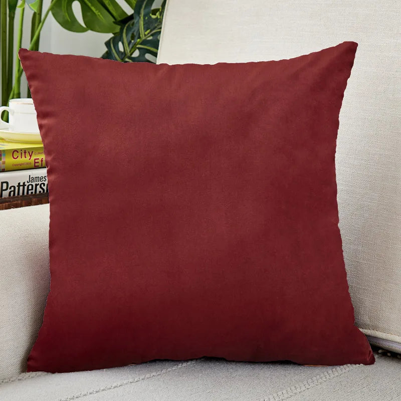 housse coussin velours rouge bordeaux solide moderne 45x45cm canapé décoration maison voiture sofa