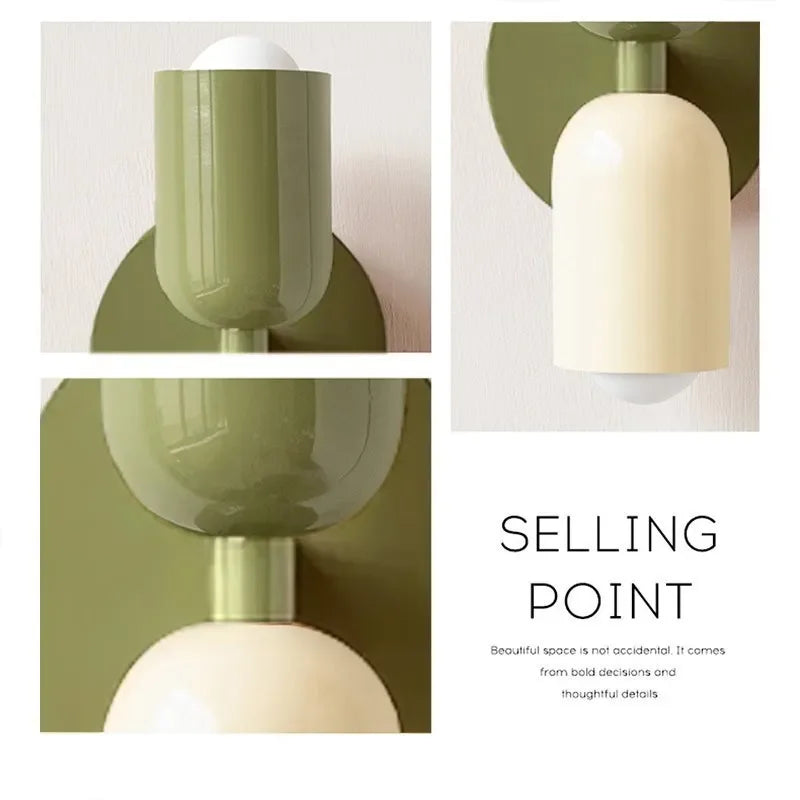 lampe murale moderne rouge vert olive beige deux sources LED flux 60 249V 90