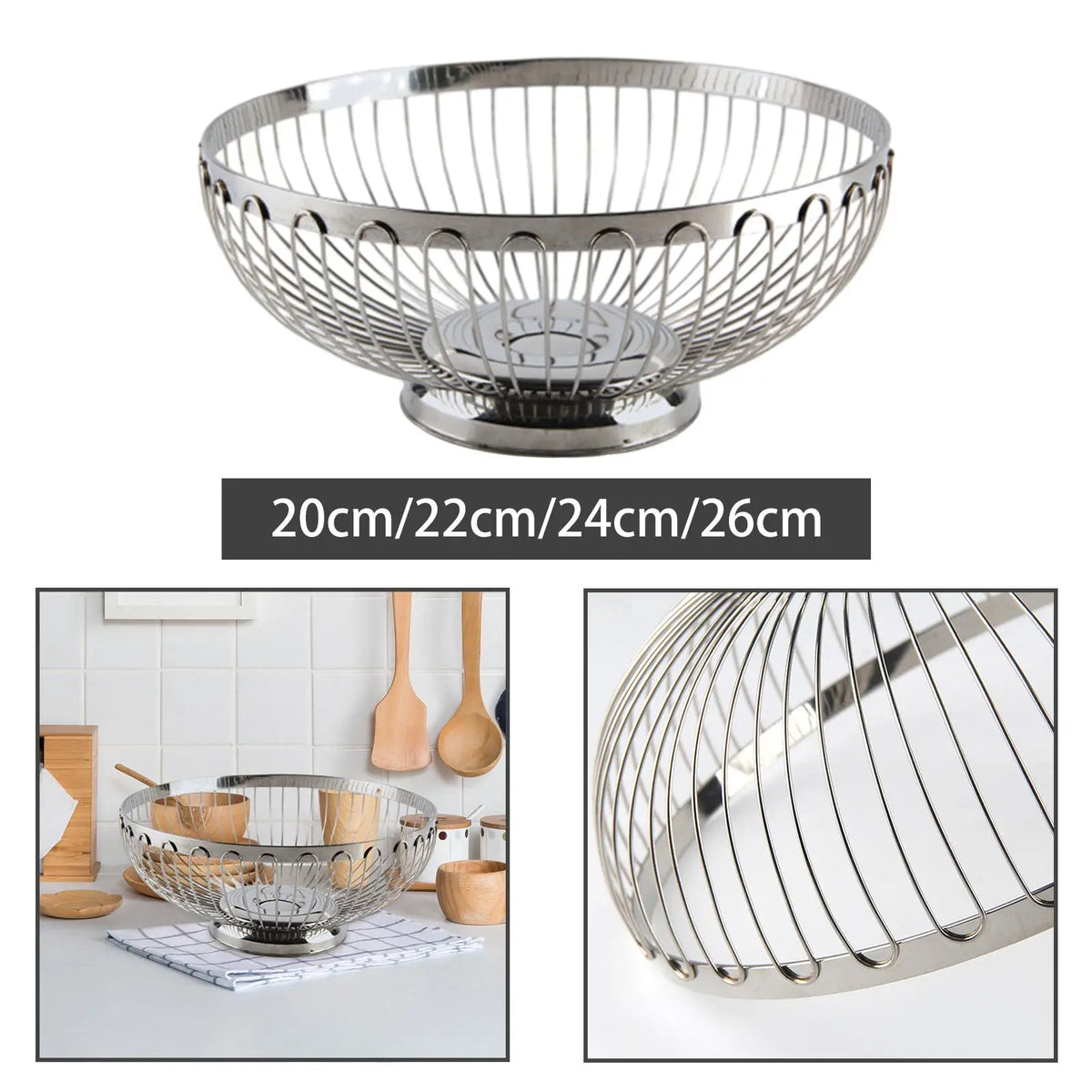 Corbeille à fruits en acier inoxydable ronde comme centre de table pour une fête