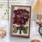 cadre fleur séchée verre transparent rose feuille satin romantique chambre salon
