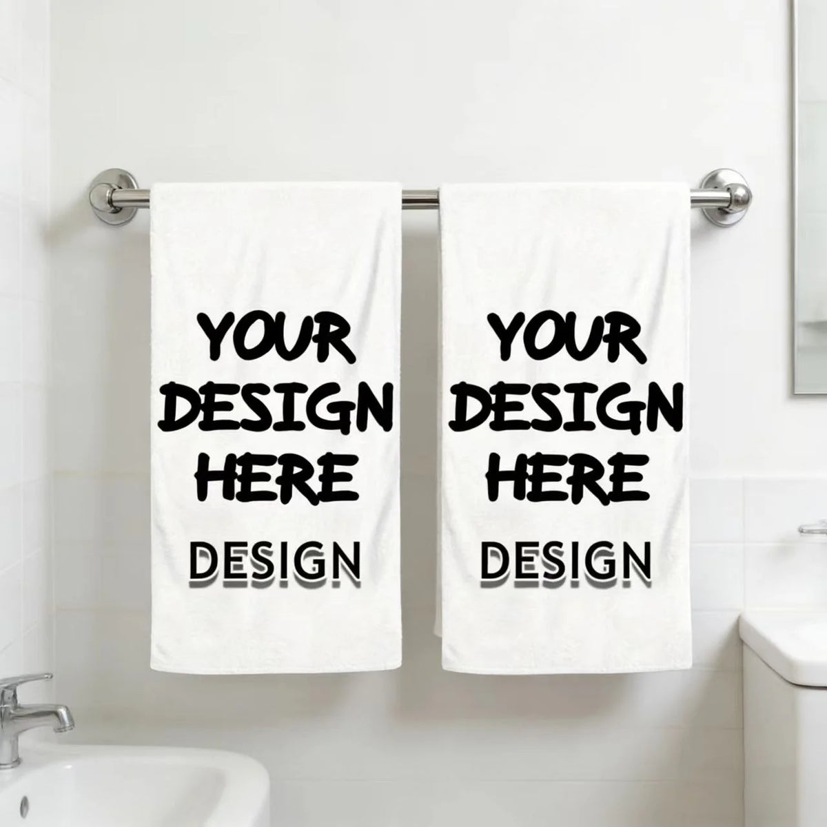 serviettes personnalisables polyester coton motif noir rectangulaires absorbantes blanches usage intérieur extérieur set deco