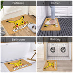 tapis d'entrée pikachu welcome flanelle jaune noir blanc moderne cartoon adhésif