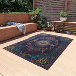 tapis violet moderne motifs floraux salon chambre 80x120cm polyester