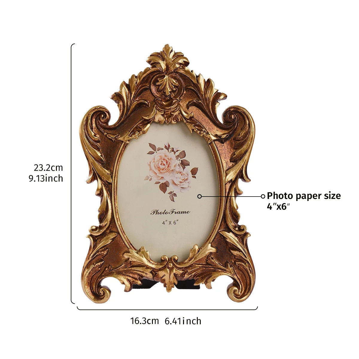 cadre photo or floral baroque moderne opacité fixation papier photo 4x6 inch