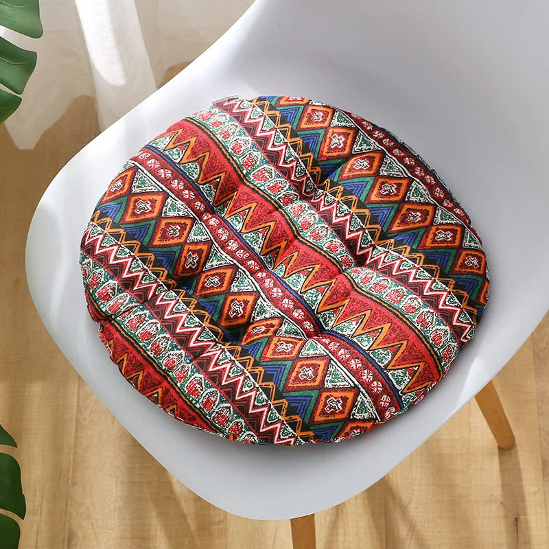 coussin chaise rond confortable mousse polyestère motif géométrique repas siège maison