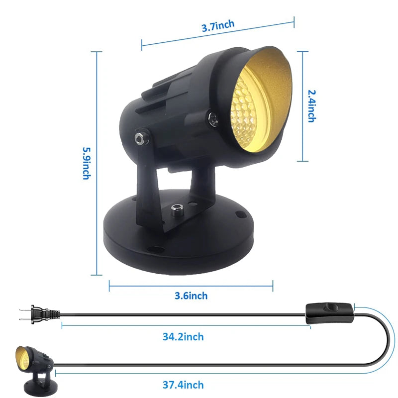projecteur led noir moderne réglable télécommande fade strobe flash 12w us plug