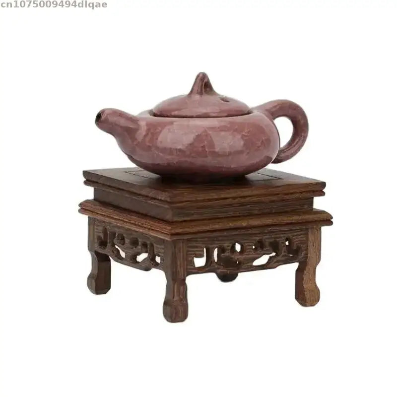 support plante bois naturel gravures decoratives classique artisanal marron foncé elegance traditionnelleintérieur decoration