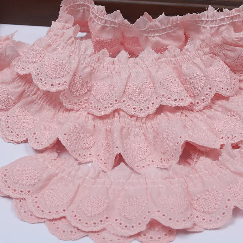 ruban dentelle coton motif coeur vintage romantique couture bricolage décoration textile fait main