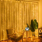 guirlande lumineuse rideau led blanc doré telecommande usb decoration noel maison interieur