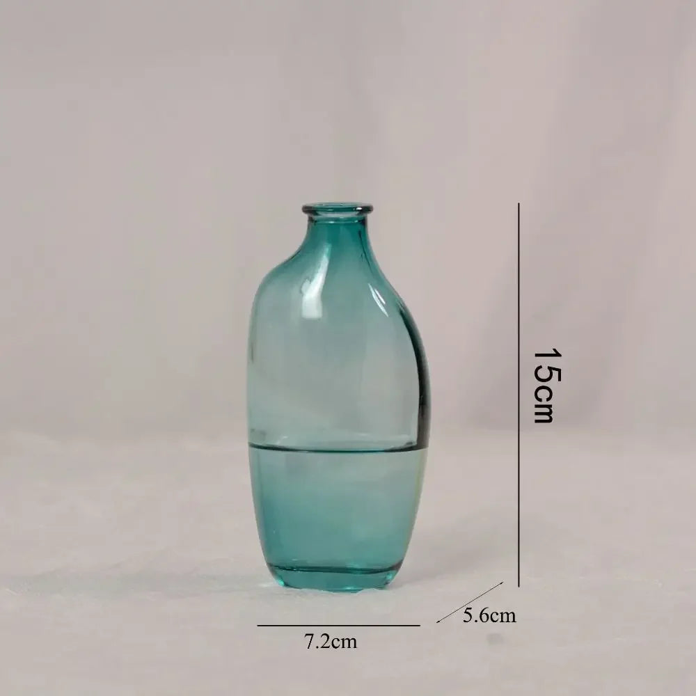 vases verre marron bleu transparent modernes décoration maison fleurs artificielles ombre mat translucent minimaliste
