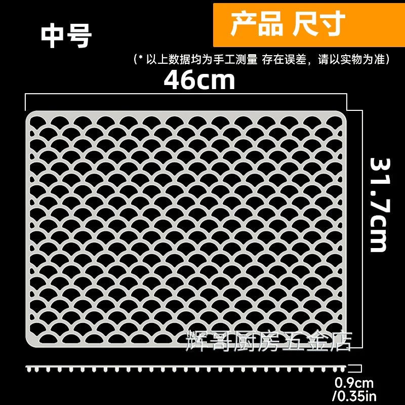 tapis cuisine silicone gris moderne perforé protection évier 72x39.5cmversiblelavabo
