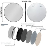 Un miroir rond en aluminium avec un cadre assorti, orné de diverses couches de protection et de finition pour une réflexion de haute qualité.
