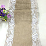 nappe table vintage jute lin dentelle bordure fleurs artificielles rustique cuisine salle manger