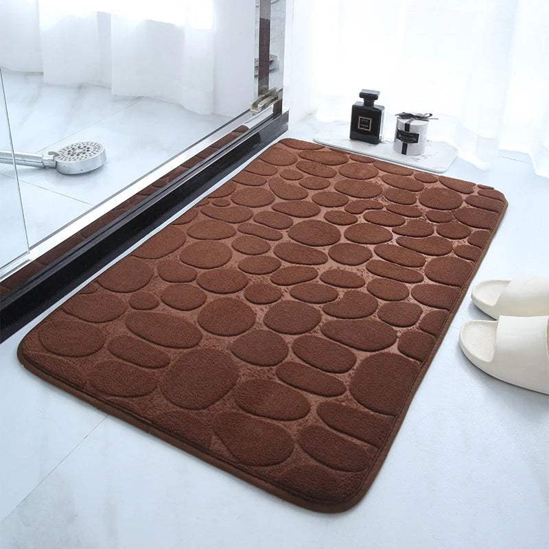tapis bain antidérapant imitation galets gris marron beige moderne zen