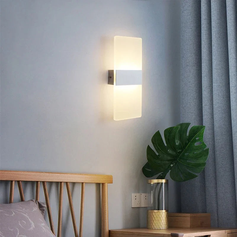 lampe murale moderne blanc noir or gris fixée mur vis 50x18cm led acrylique