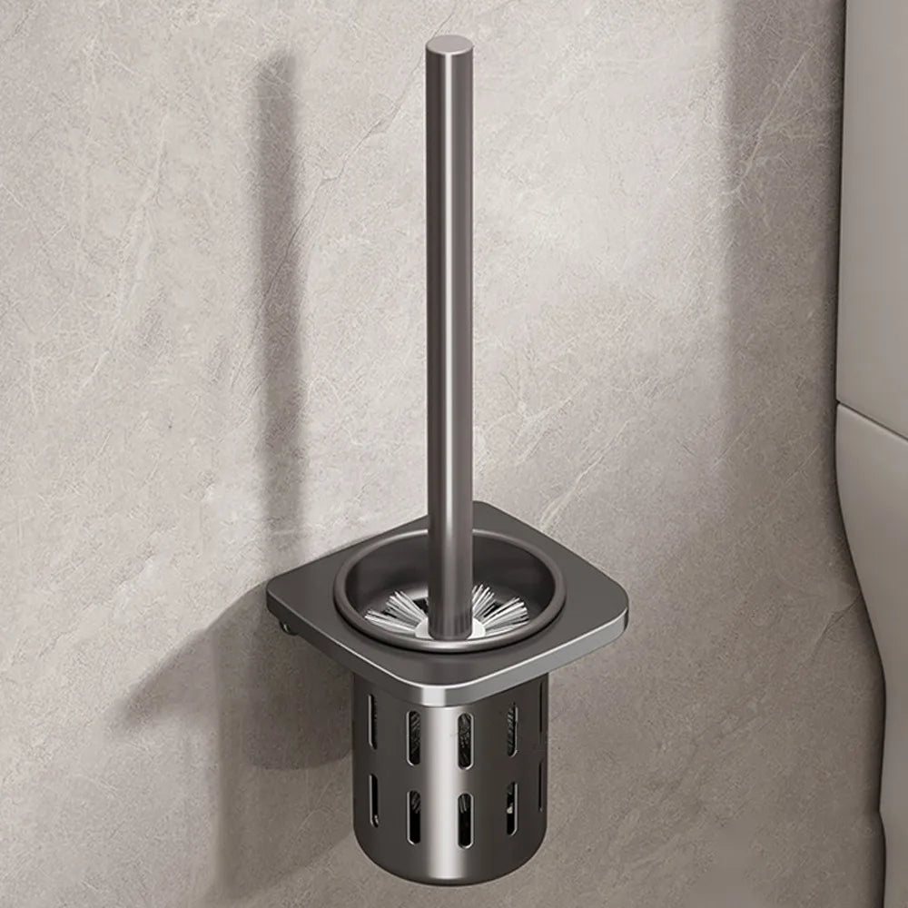 porte brosse wc moderne adhésif blanc gris rond piqueté salle bain