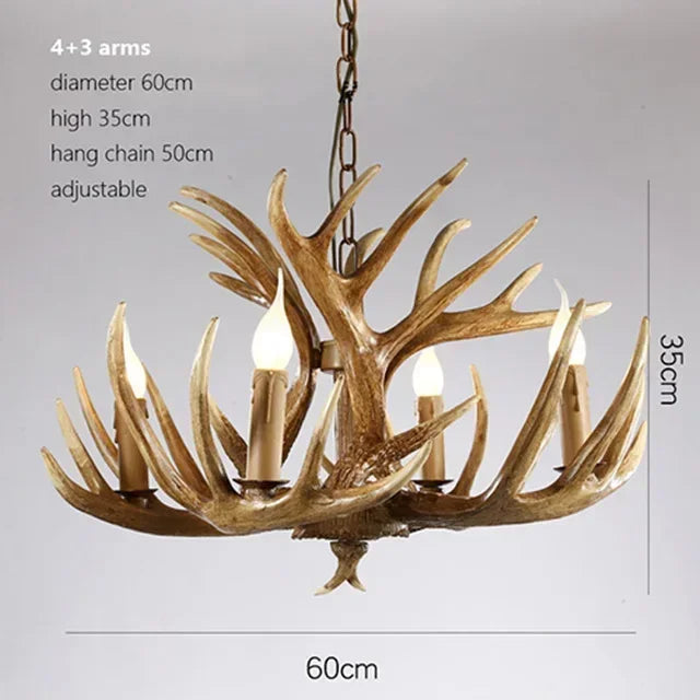 lustre suspendu rustique boisé marron clair ampoules incandescence sans ombre bras