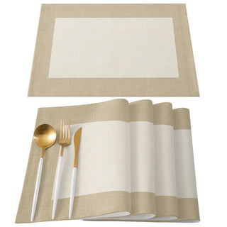 napperon lin rayures motifs floraux table beige blanc marron rouge vert or festive rustic