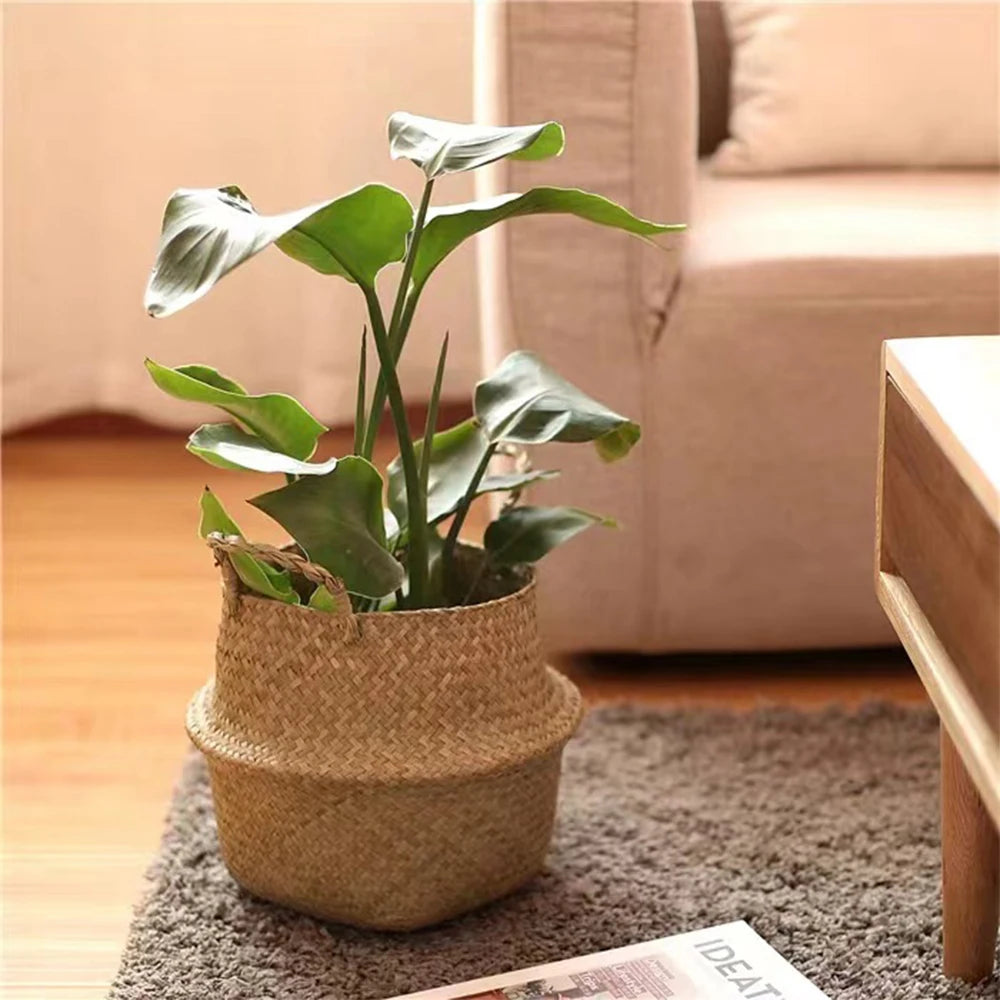 Panier en jonc de mer pour décoration rustique