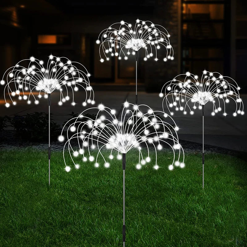 décorations solaires multicolores feu d'artifice clips modernes extérieures led étanches jardinées clips câbles connecteurs