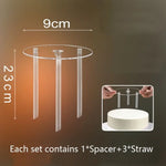support gâteau transparent clips moderne stand plastique sans motif paille spacings rond