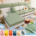 housses canapé vert clair rayures horizontales moderne adhésif coussins décoratifs tapis bleu clair blanc