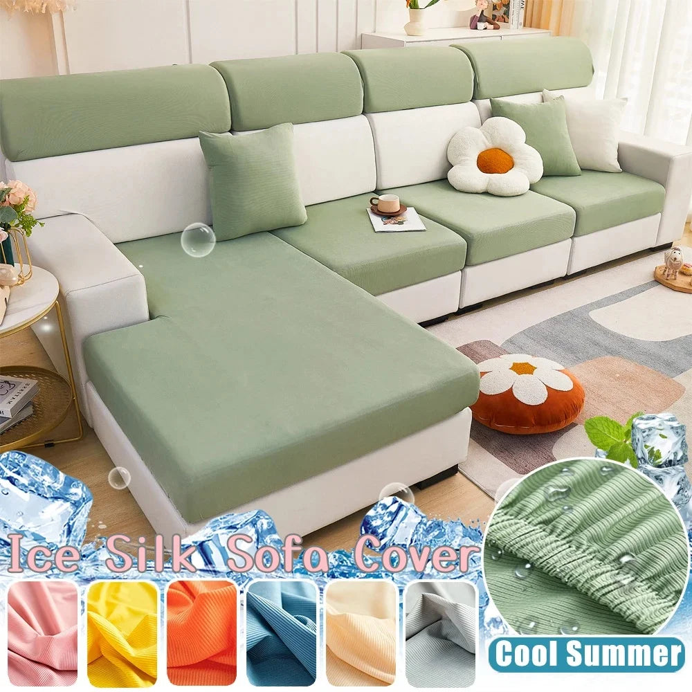 housses canapé vert clair rayures horizontales moderne adhésif coussins décoratifs tapis bleu clair blanc