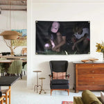 tapisserie murale personnalisée suicideboys noir rose moderne chambre salon abstraite floral assis chapeau