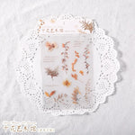 sticker decoratif fleur seche vintage romantique violet rose jaune beige vert adhesif individuel