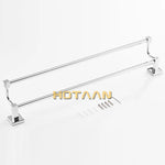 porte serviettes mural chrome acier inoxydable double barres vis moderne fixation