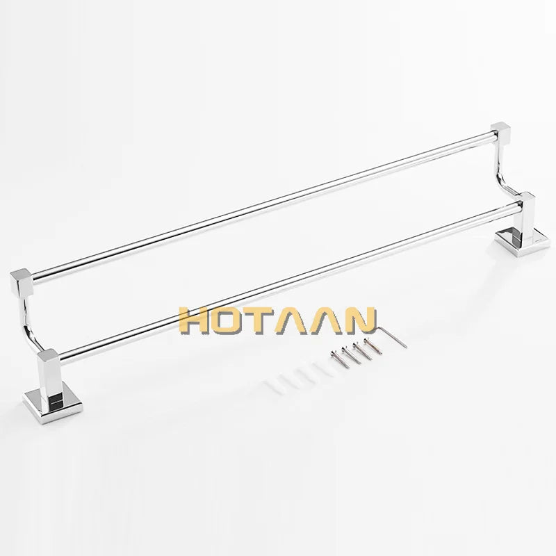 porte serviettes mural chrome acier inoxydable double barres vis moderne fixation