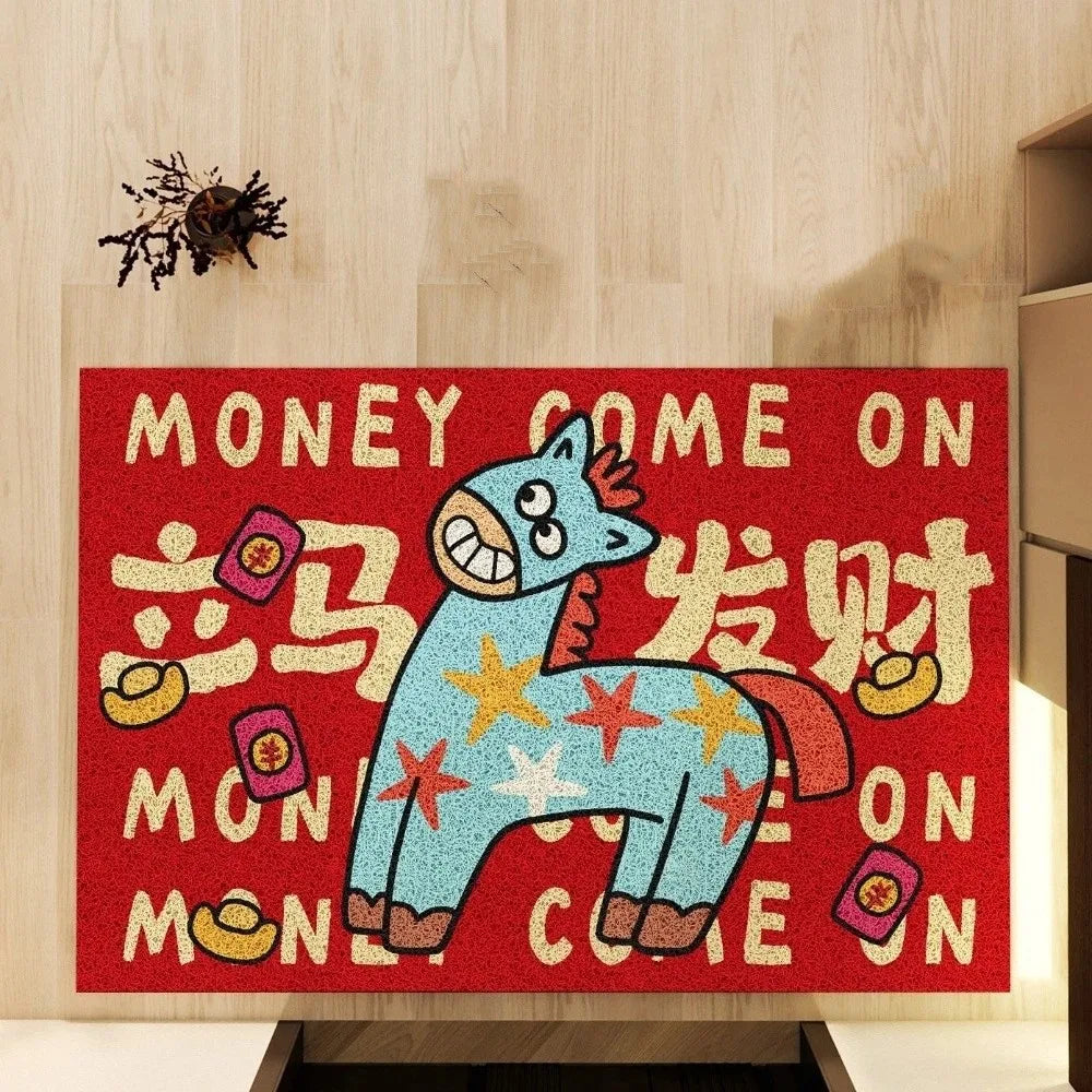 tapis dessin animé personnages chinois rouge bleu blanc résistant antibactéries imperméable