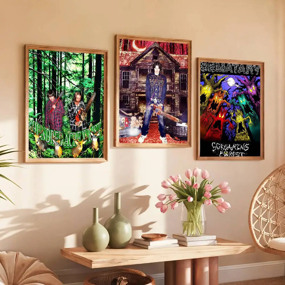 affiche encadrée rappeur sematary décoration murale salon pop art fantastique multicolore