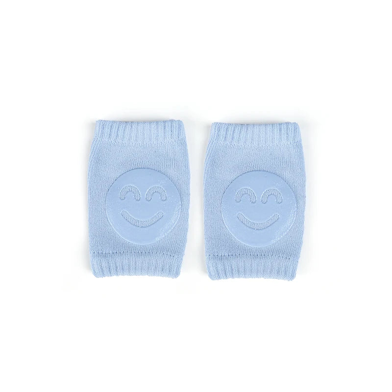 protège genoux bébé coton acrylique unisexe bleu clair jaune rose gris vert smiley brodés