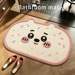tapis bain dessin animé personnages mignons polyester antidérapant rapide sec marron blanc bleu rose