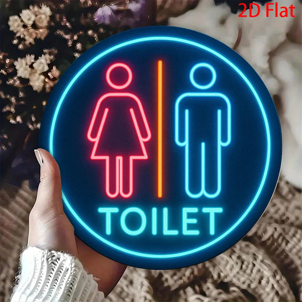 panneau lumineux métal toiletpanels silhouettes personnes couleurs bleu rouge orange rétro vintage