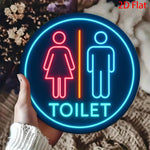 panneau lumineux métal toiletpanels silhouettes personnes couleurs bleu rouge orange rétro vintage